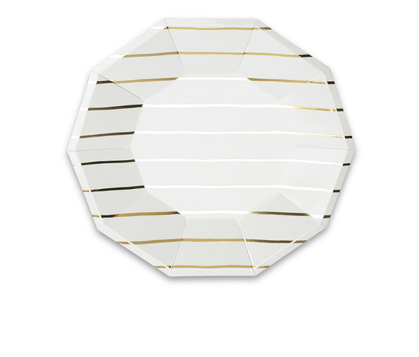 Frenchie Striped Large Plates : Metallic Gold